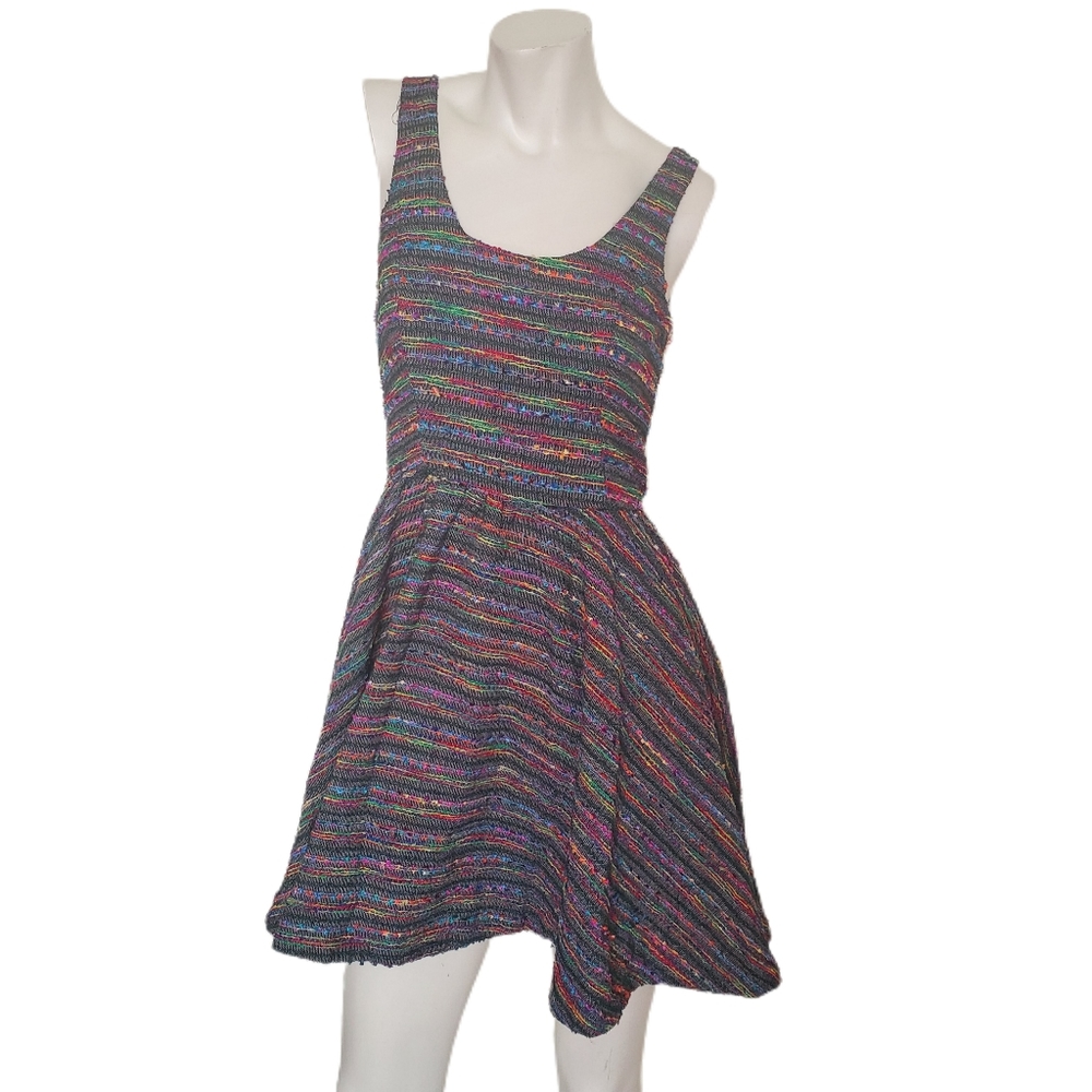 Isabel Lu colorful rainbow tweed dress